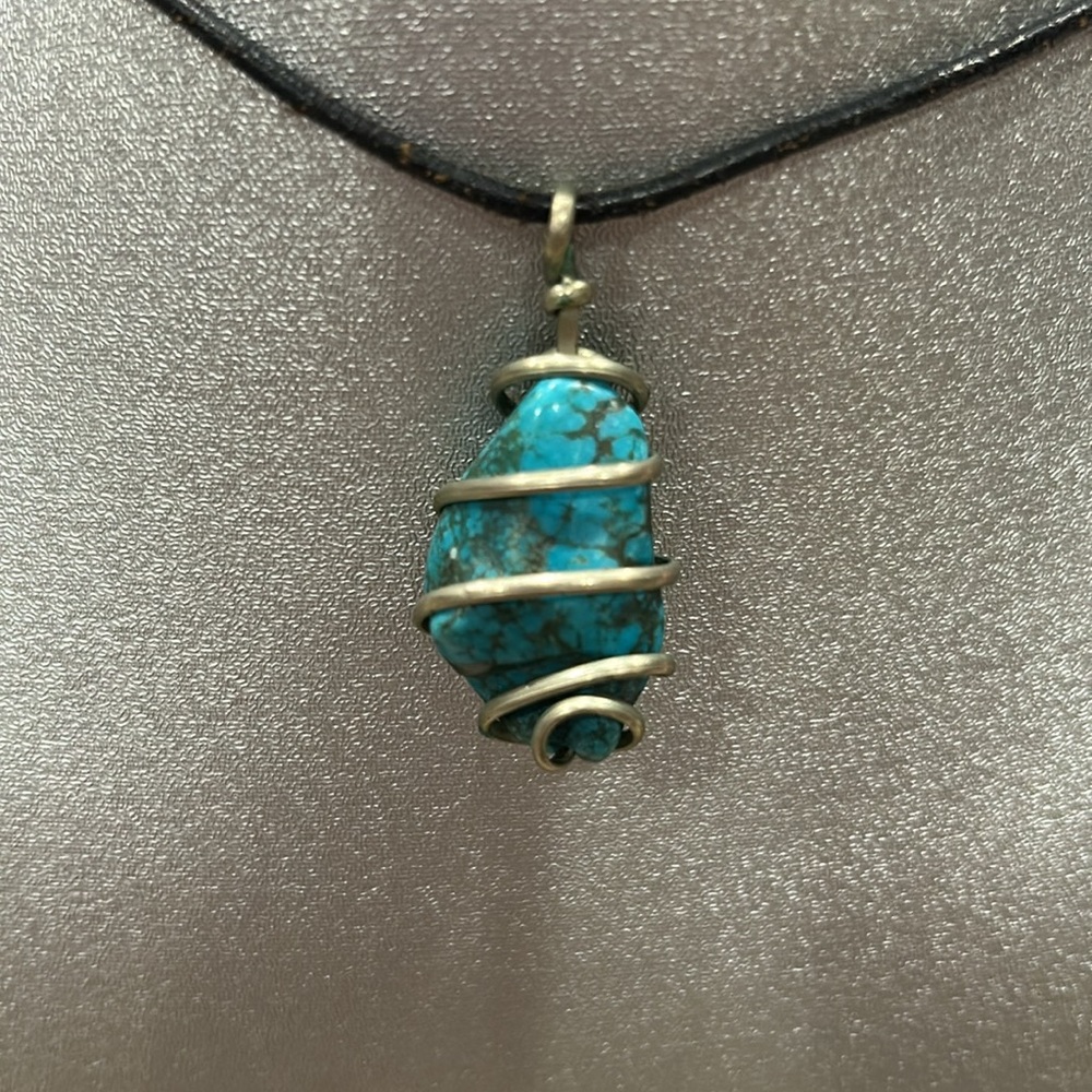 Vintage Framed Turquoise Pendant
